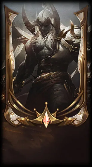 Prestige Blood Moon Aatrox 2022 framed by a rose-gold commemorative border