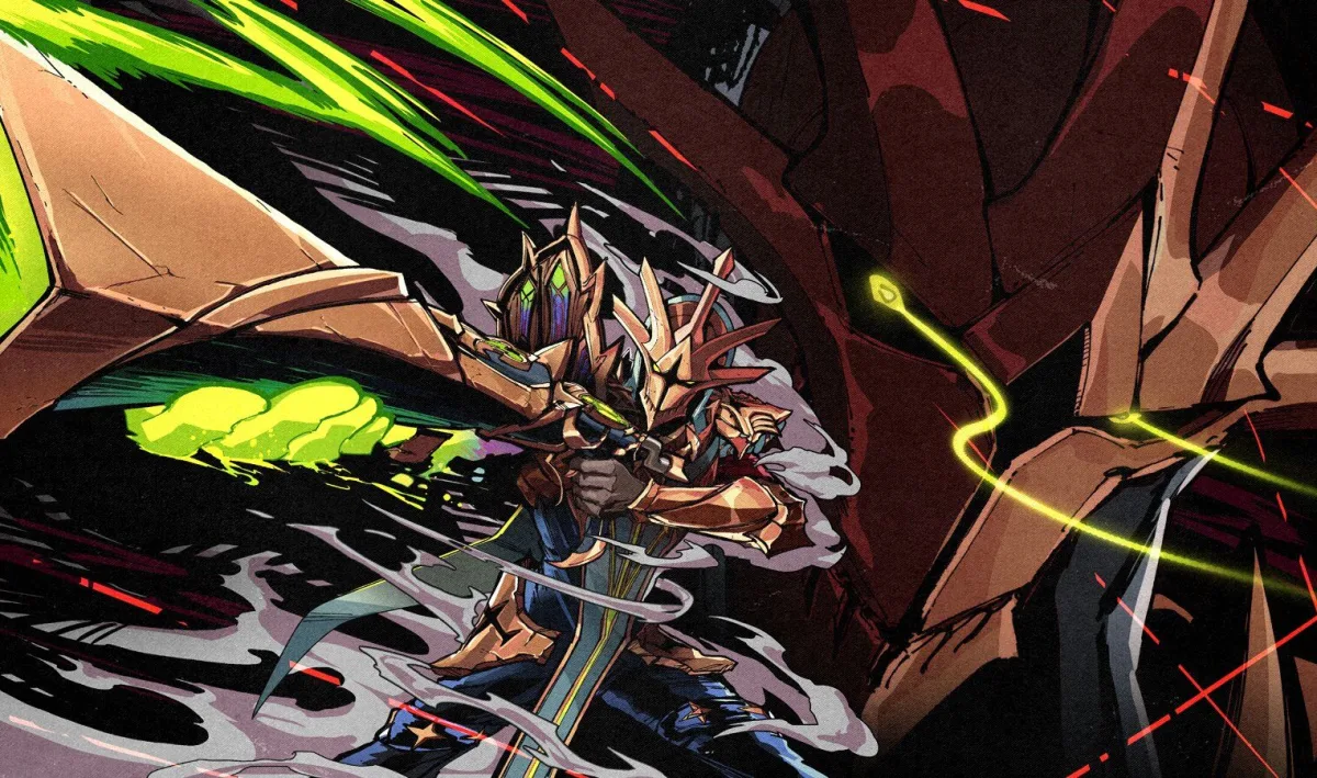 A stylized League of Legends marksman drawing a glowing bow in Riot's MSI 2026 artwork
