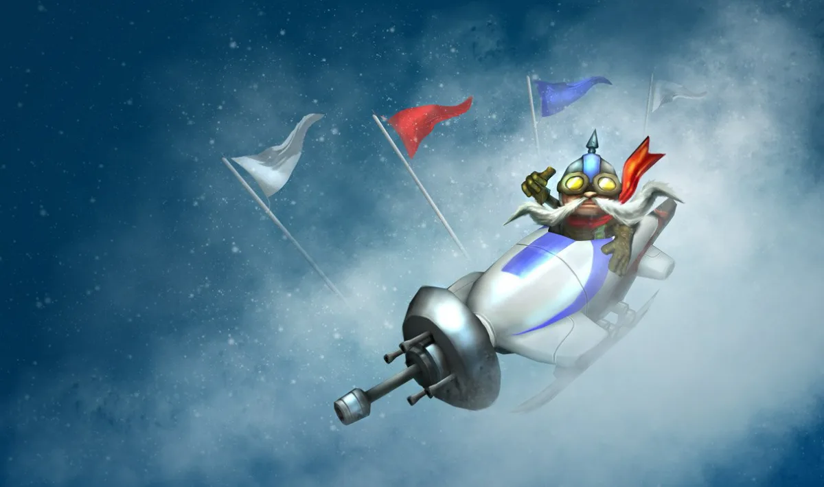 Ice Toboggan Corki riding a white and purple armed sled through snow beside course flags