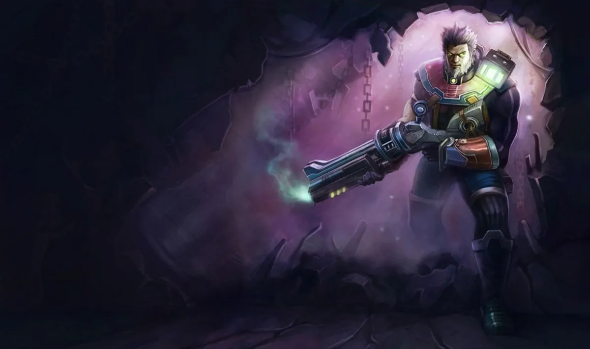 Jailbreak Graves with pale spiky hair, dark armor and glowing green equipment beside a broken prison wall
