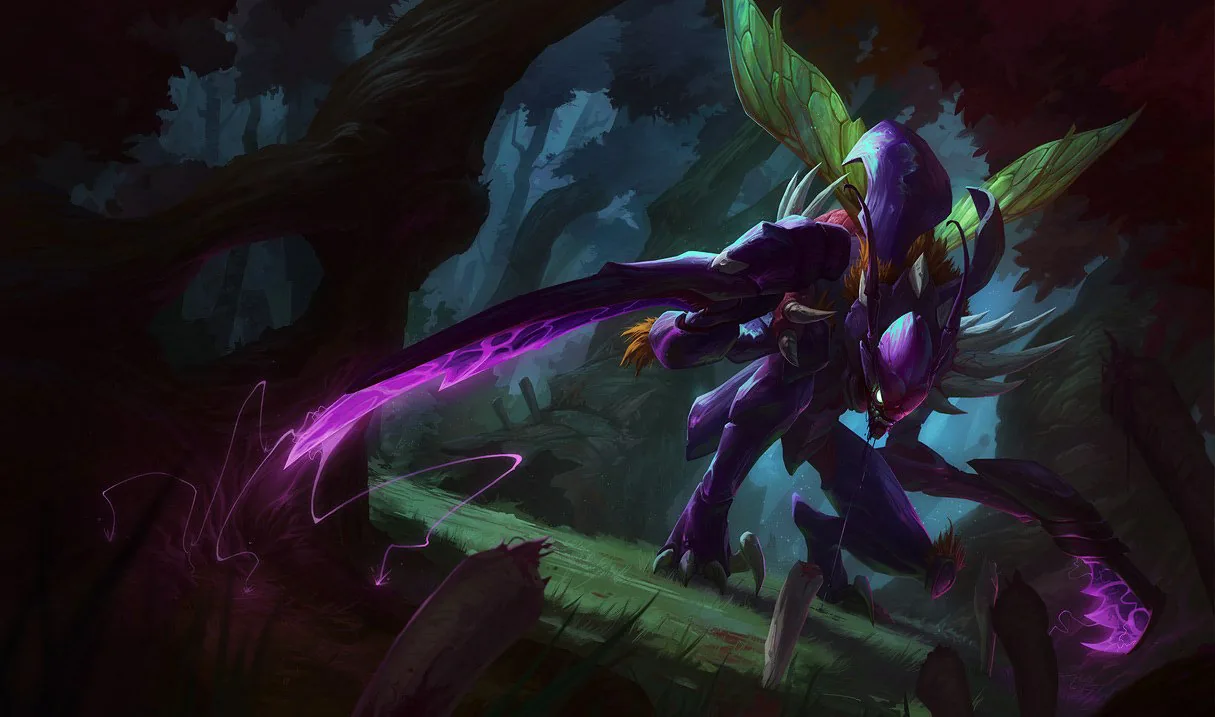 Kha'Zix stalks prey in official League of Legends splash art