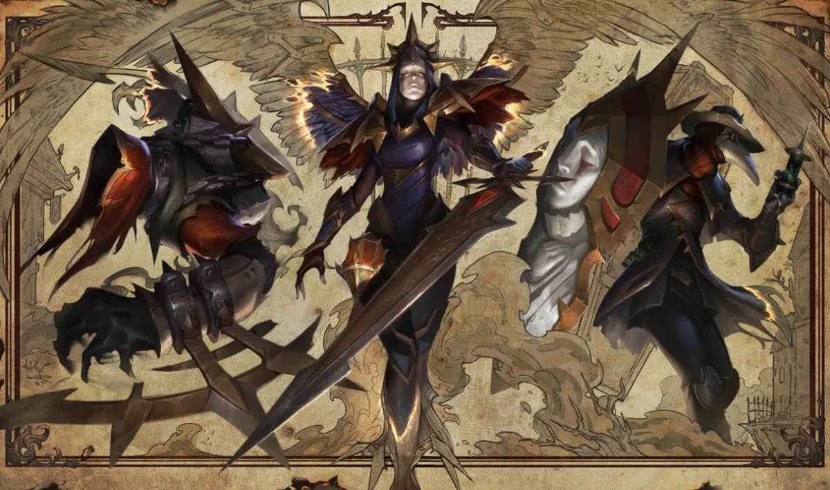 Iron Inquisitor Kayle holding a dark sword within an illustrated tribunal scene