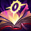 Mejai's Soulstealer icon showing an open purple-and-gold book with a glowing symbol above its pages.