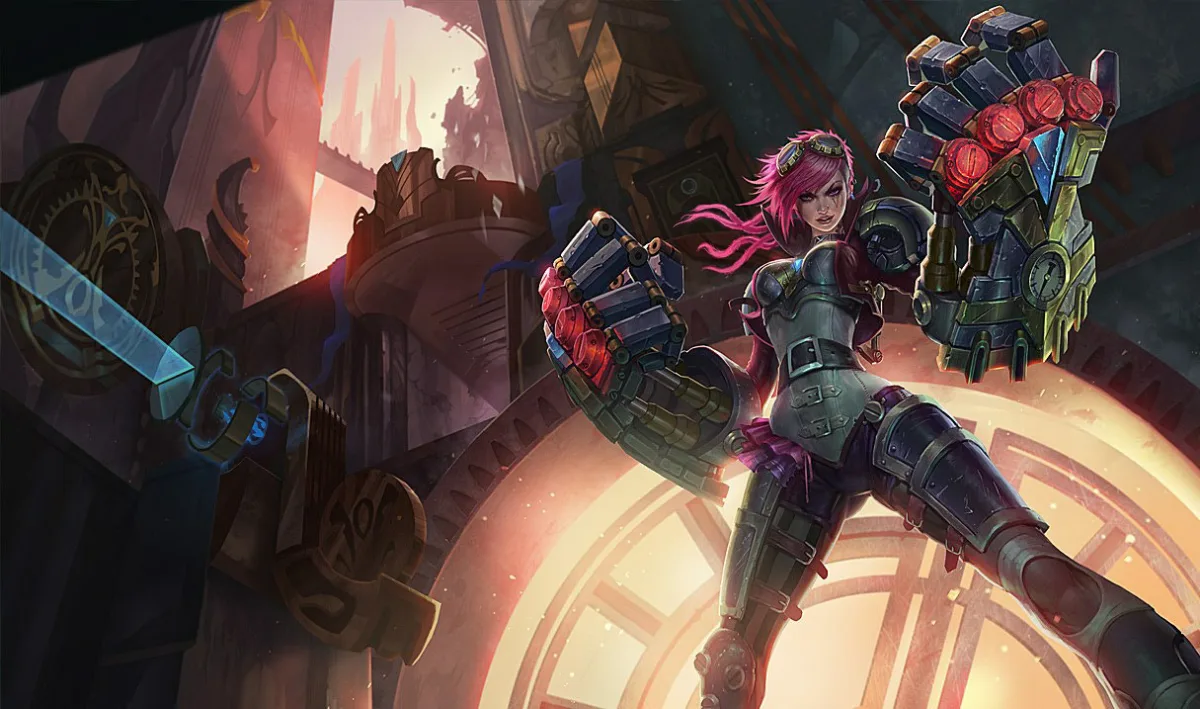 Vi charging her hextech gauntlets in Zaun