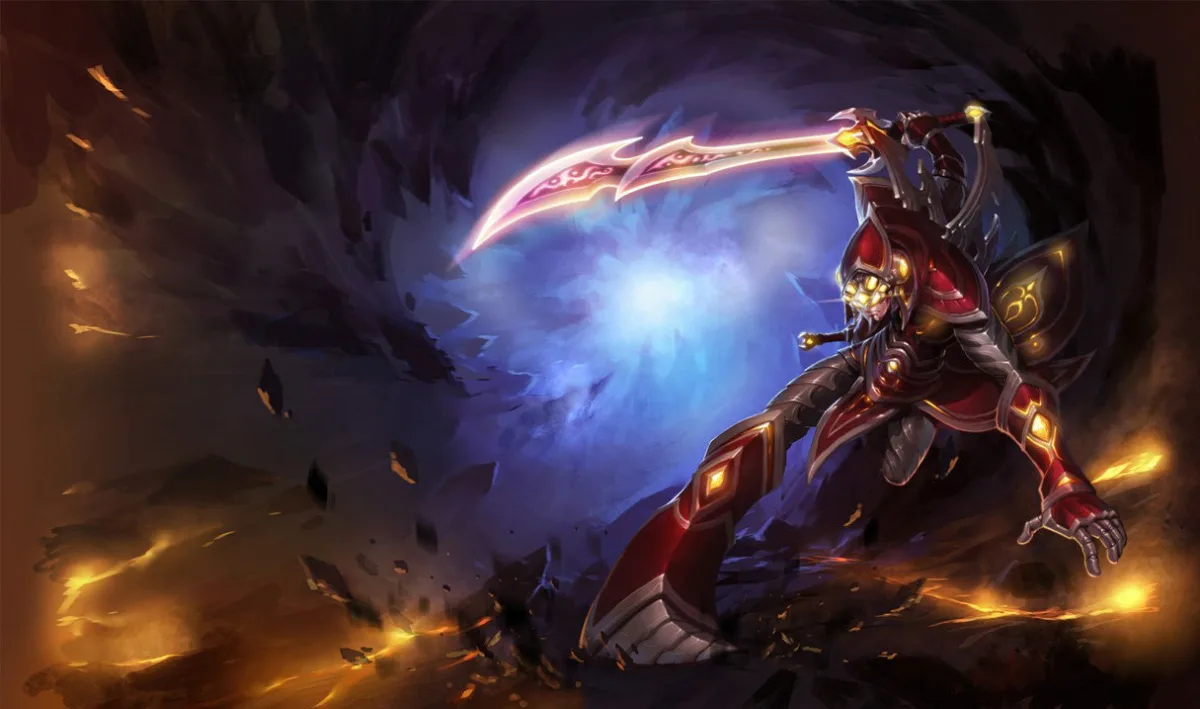 Ionia Master Yi defending a village with a curved sword