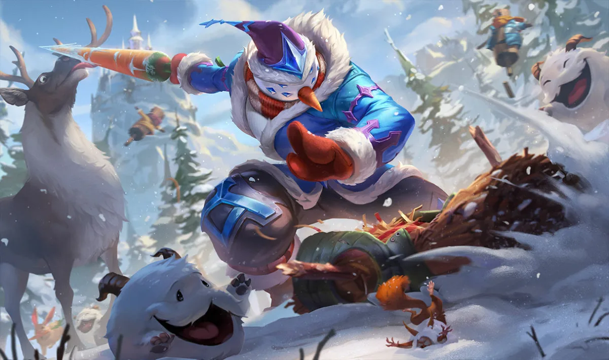 Snow Man Yi charging through a winter battlefield