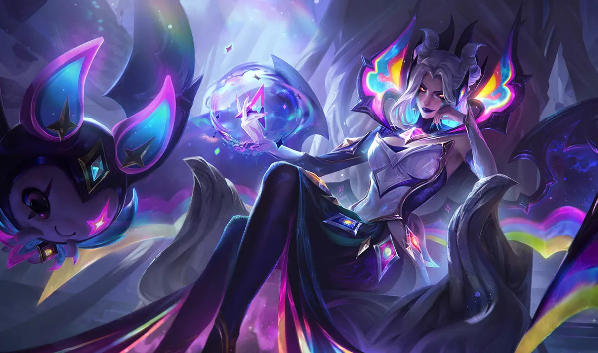 Star Nemesis Morgana reaching through a colorful corrupted star field