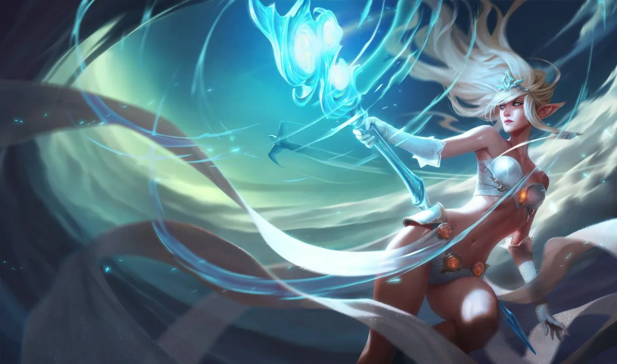 Janna summoning a storm in official League of Legends splash art