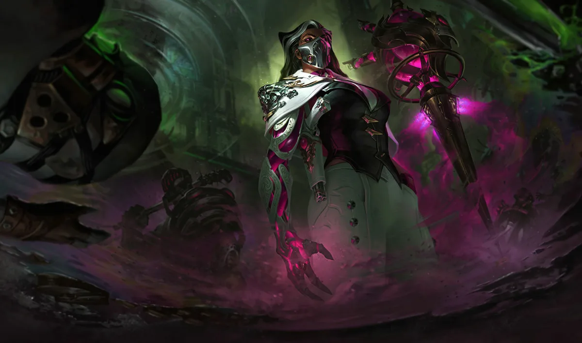 Renata Glasc directing chemtech power in official League of Legends splash art