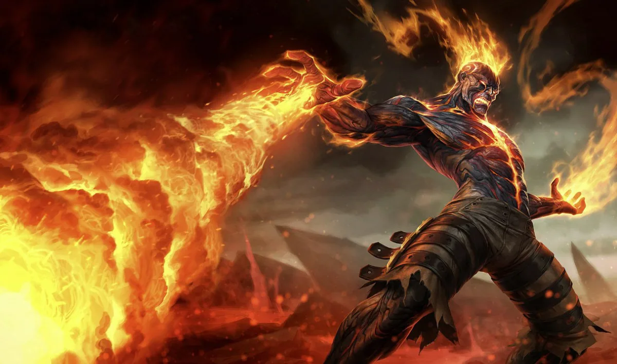 Brand engulfed in flame