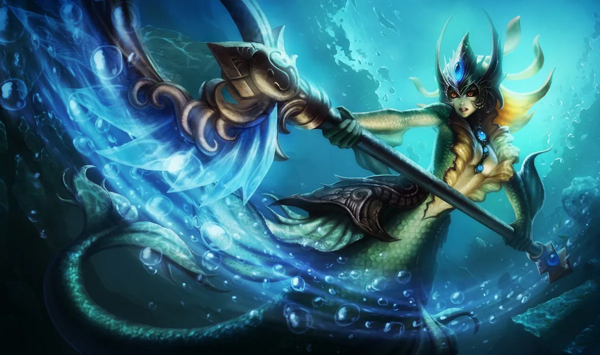 Nami summoning a wave with her staff
