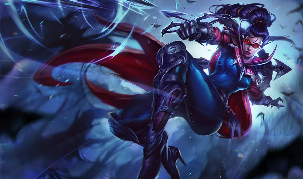 Vayne hunting through a dark Demacian forest
