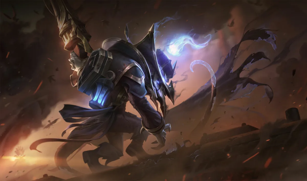 High Noon Twitch splash art showing a dark undertaker rat with a blue spectral gun in a desert graveyard