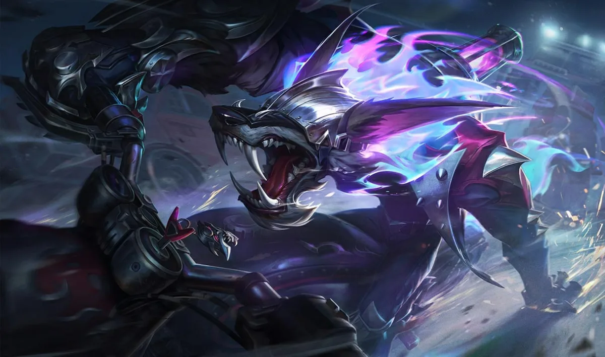 Warhound Warwick tearing through white and violet Quicksilver energy