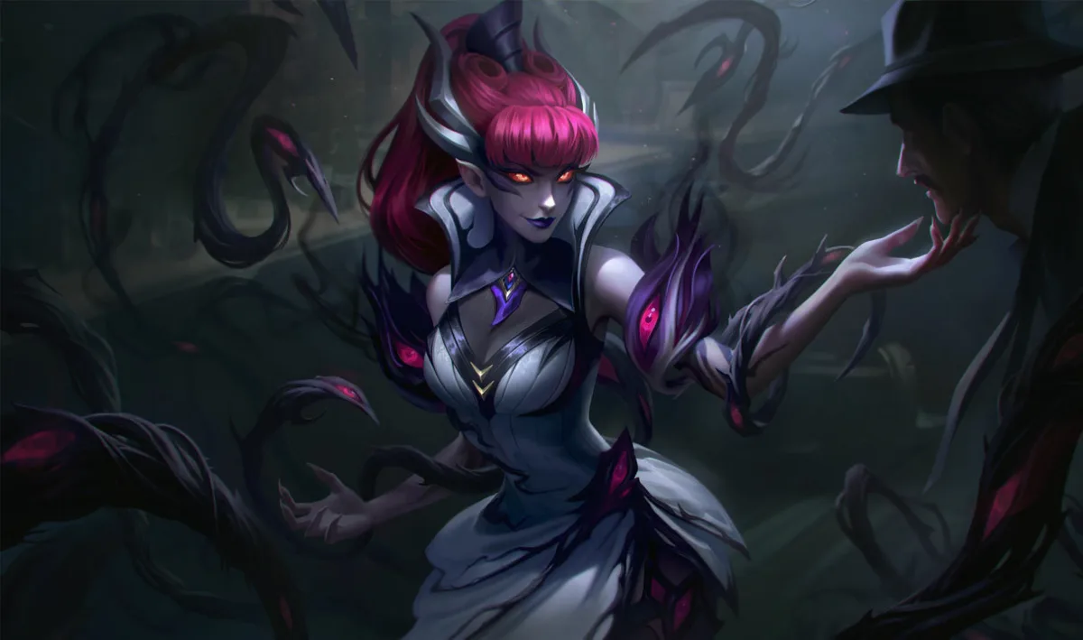 Crime City Nightmare Zyra reaching toward a man as black alien growths coil nearby