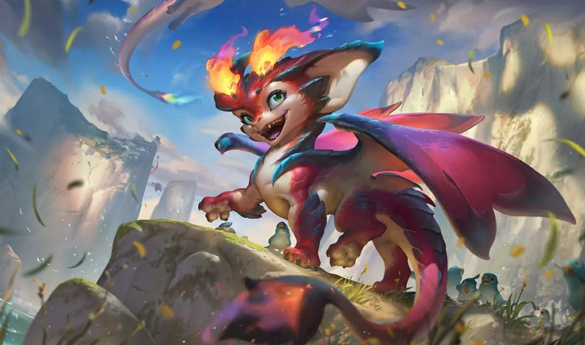 Smolder running along a cliff while his mother flies overhead